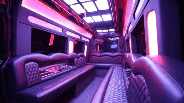Interior of Thousand Oaks Party Bus Company's 14 Passenger Sprinter Limousine in Thousand Oaks