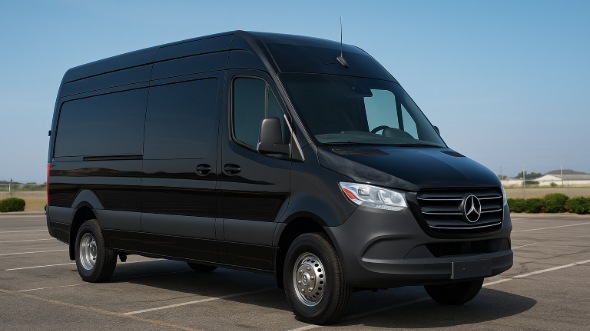 Exterior of Thousand Oaks Party Bus Company's 14 Passenger Sprinter Limousine in Thousand Oaks