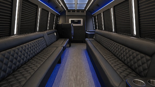 Interior of Oxnard Party Bus Company's 25 Passenger Party Bus in Oxnard