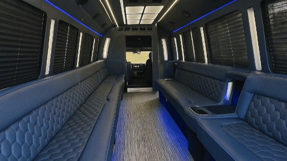 Interior of Burbank Party Bus Company's 28 Passenger Party Bus in Burbank