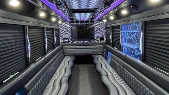 Interior of Santa Monica Party Bus Company's 28 Passenger Party Bus in Santa Monica