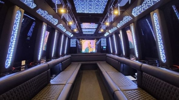 Interior of Glendale Party Bus Company's 30 Passenger Party Bus in Glendale