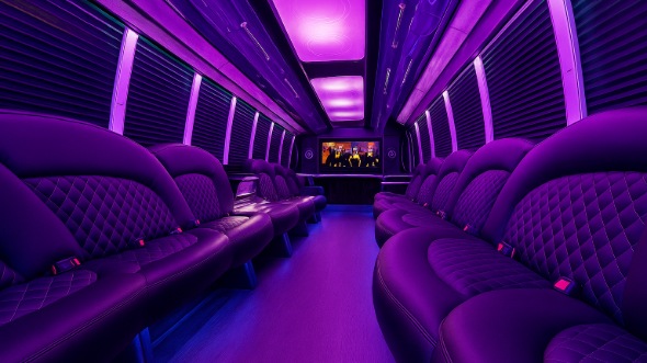 Interior of Santa Clarita Party Bus Company's 30 Passenger Party Bus in Santa Clarita