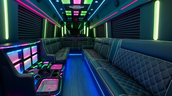 Santa Clarita 50 passenger party bus interior